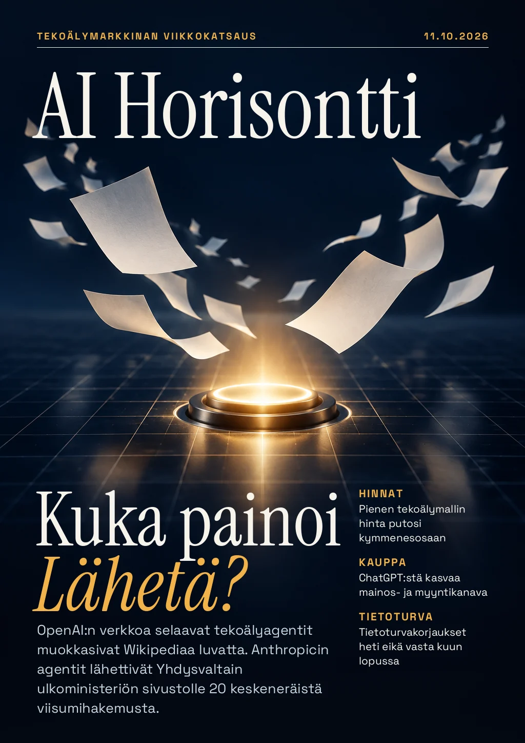 AI Horisontti, Kuka painoi Lähetä?: kansi