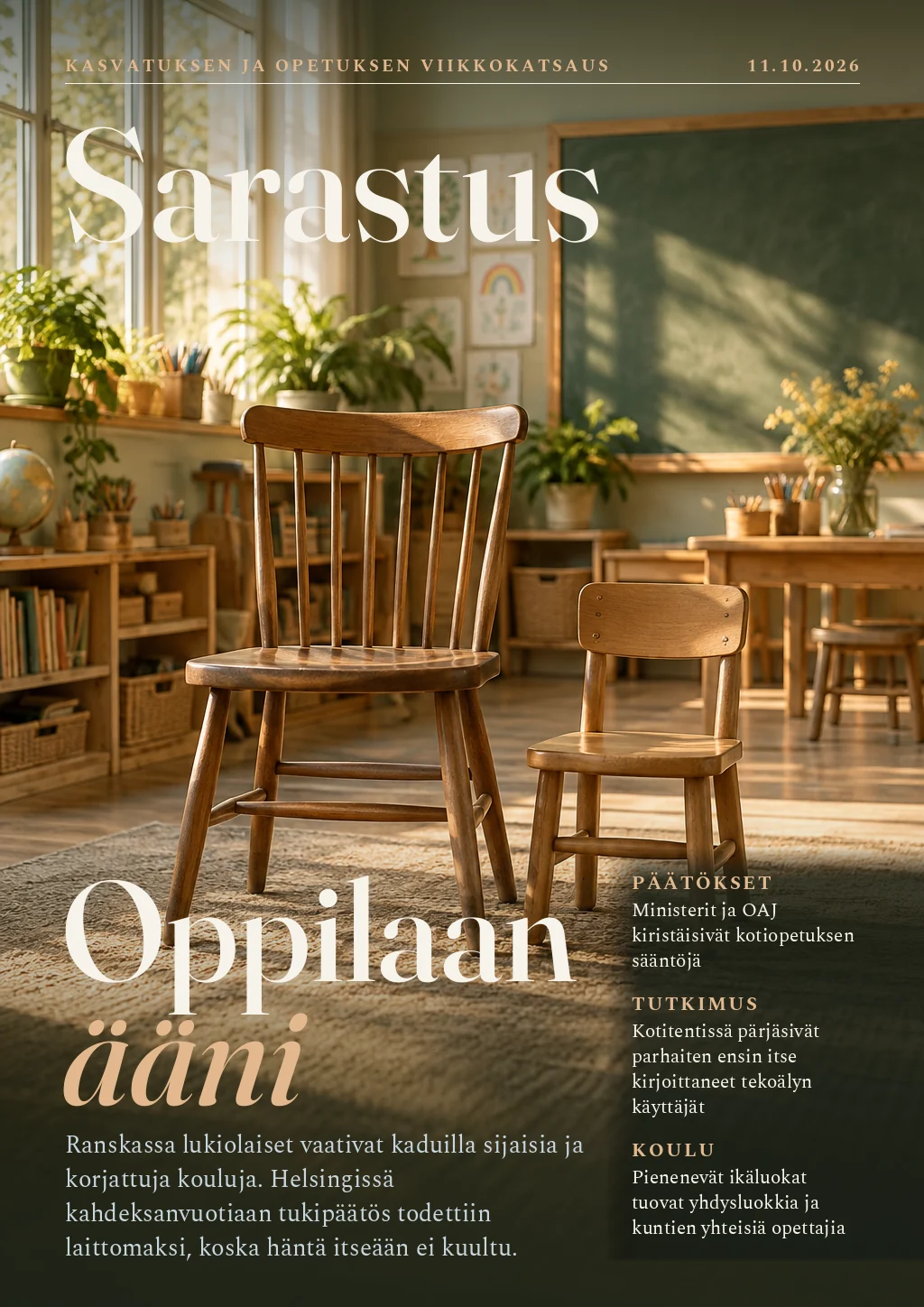 Sarastus, Oppilaan ääni: kansi