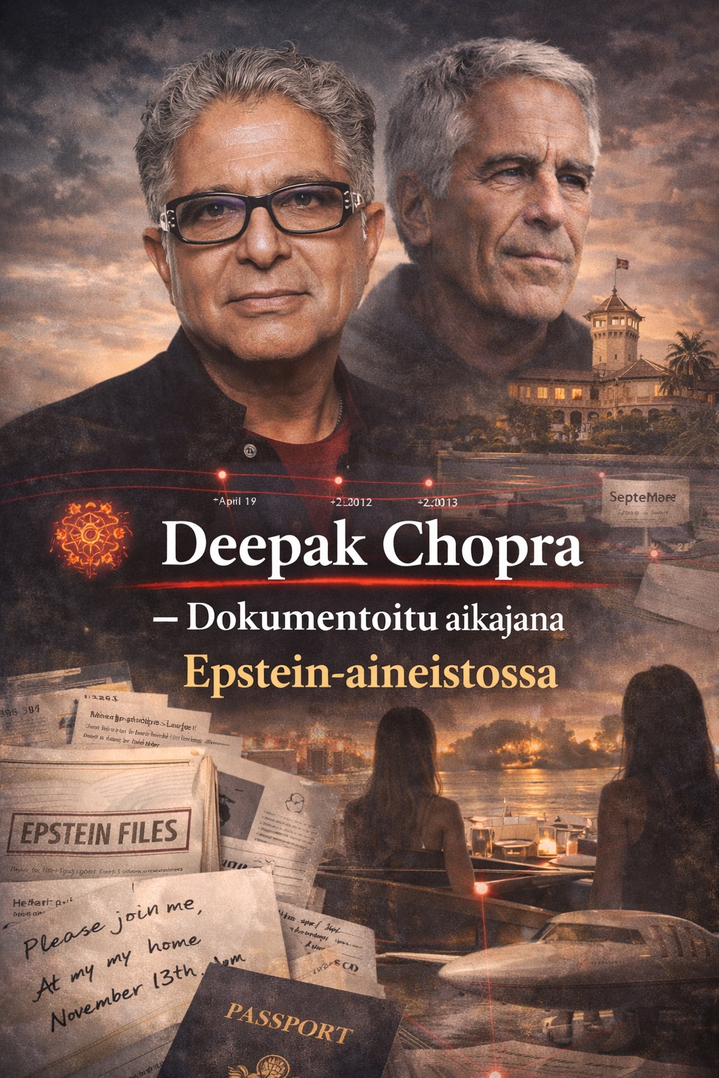Deepak Chopra — Dokumentoitu aikajana Epstein-aineistossa