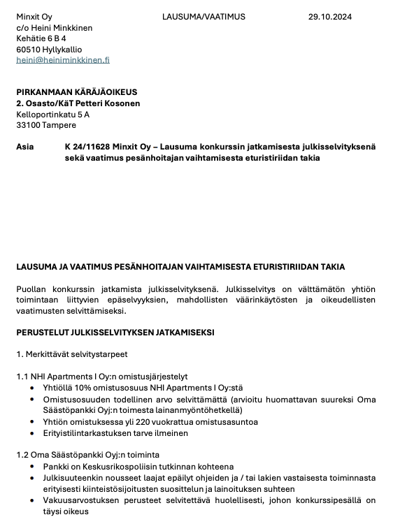 Julkisselvityshakemus sivu 1