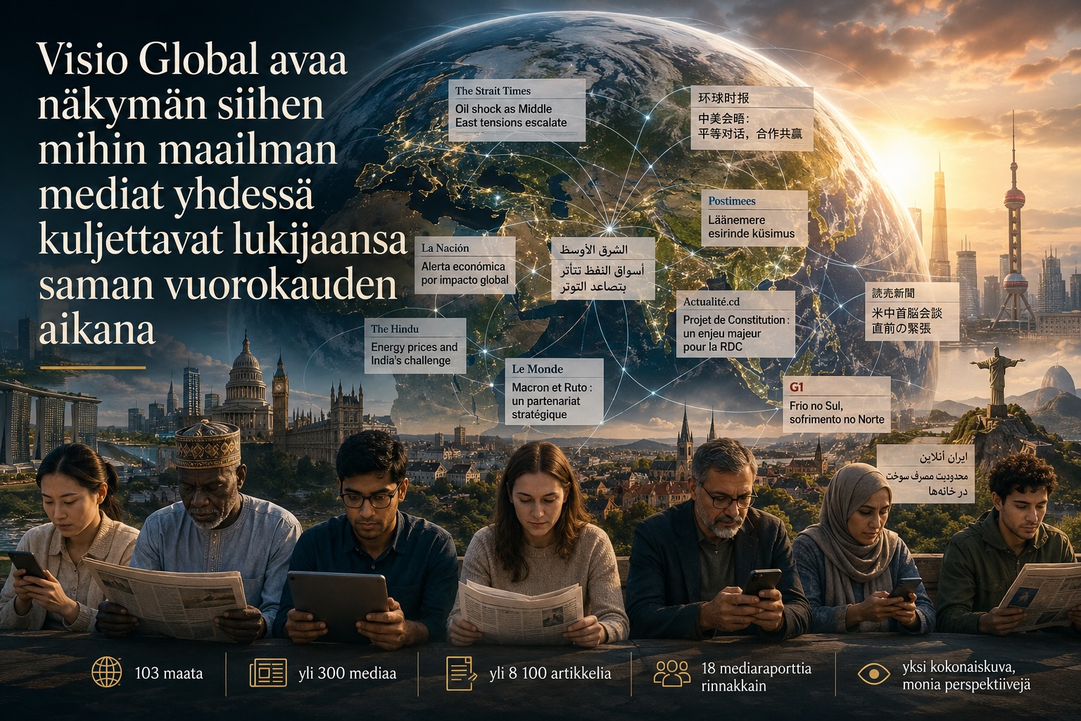 Visio Global avaa näkymän siihen mihin maailman mediat yhdessä kuljettavat lukijaansa saman vuorokauden aikana