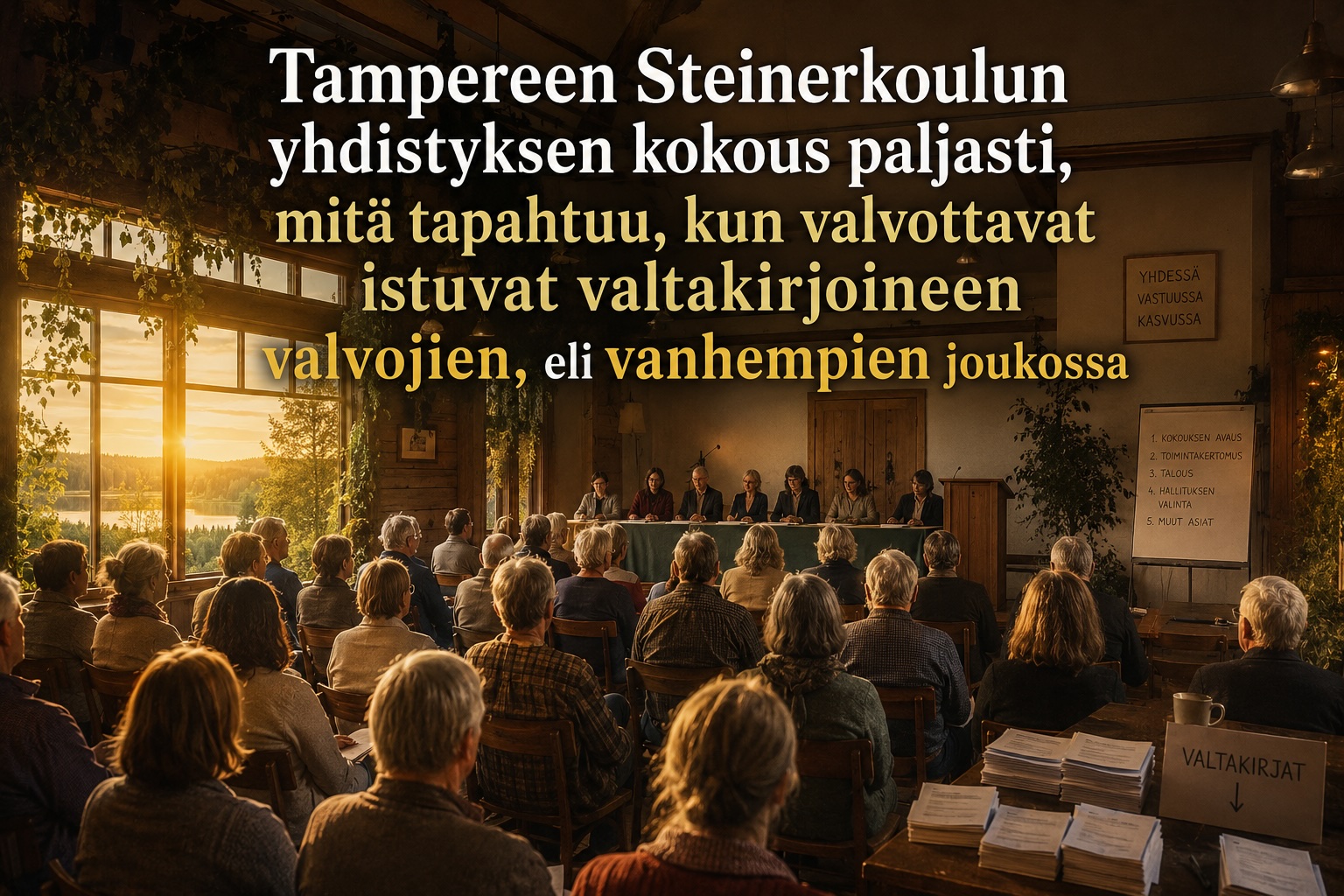 Tampereen Steinerin koulukokous paljasti, mitä tapahtuu, kun valvottavat istuvat valtakirjoineen valvojien eli vanhempien joukossa