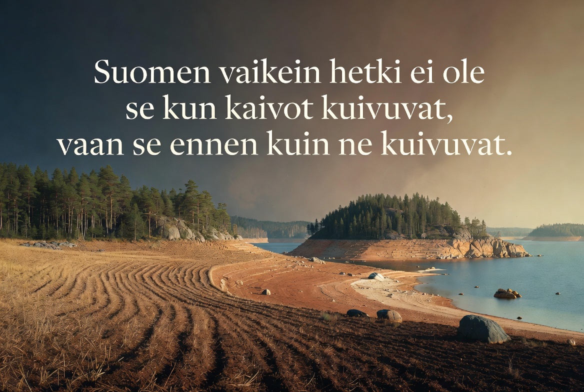 Suomen vaikein hetki ei ole se kun kaivot kuivuvat, vaan se ennen kuin ne kuivuvat